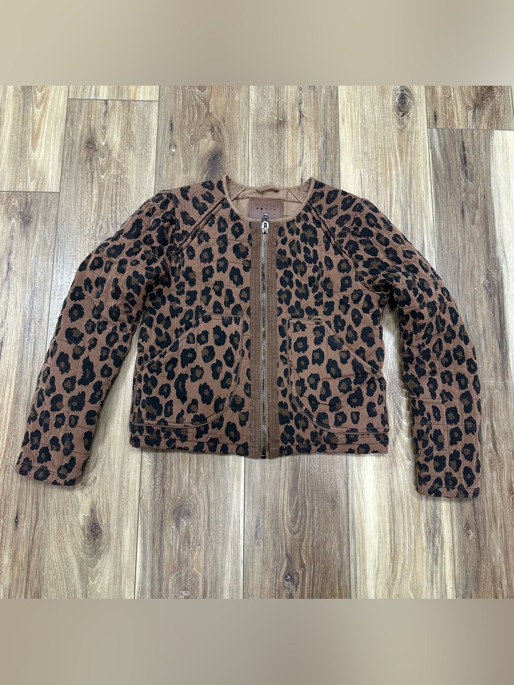 Blank NYC Rayon Blend Leopard Print Quilted Jacket, Women’s Small